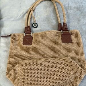 The Sak Brown and Tan Crochet Tote